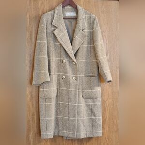 Mackintosh Vintage Wool Pea Coat Womens Beige Lined Made In USA